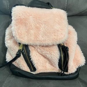 Pink Fuzzy Steve Madden Backpack/Purse